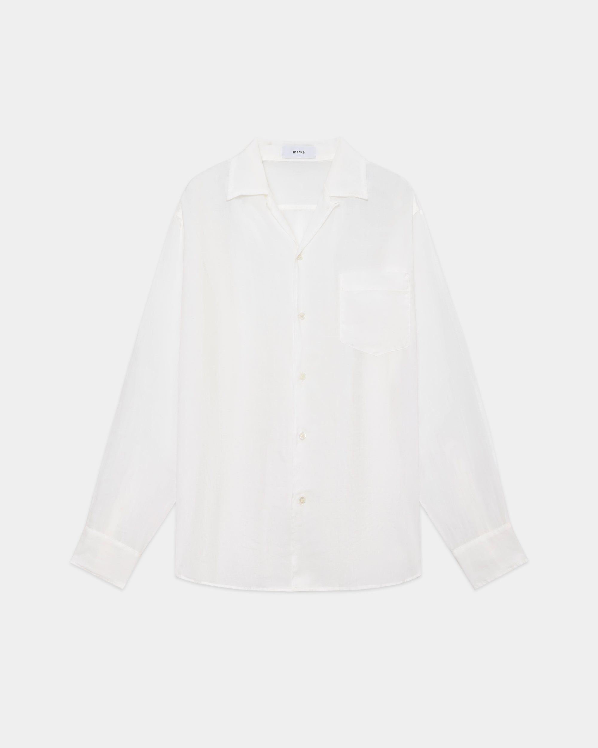 ラミーシャンブレー / オープンカラー L/S シャツ, White