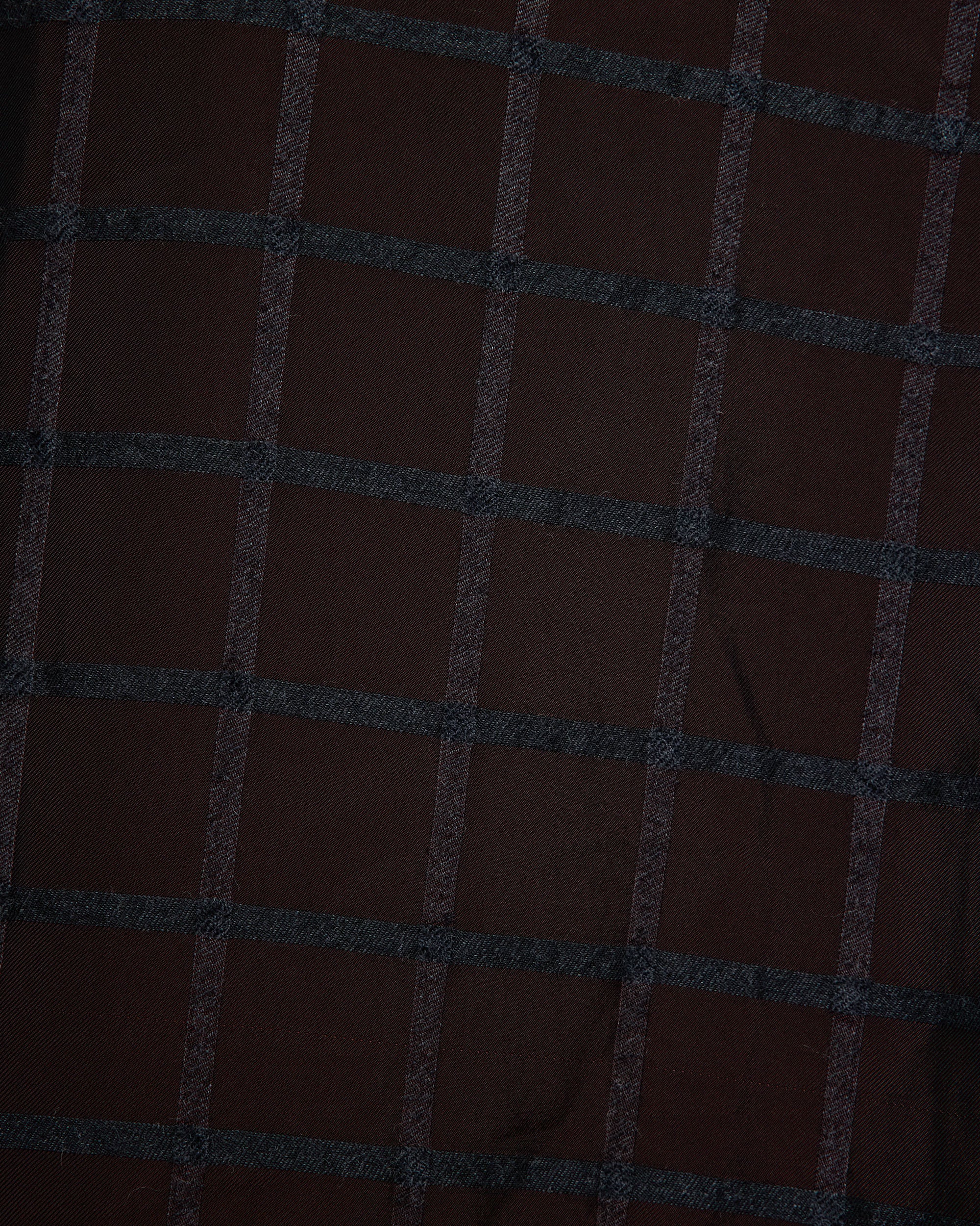 Cupra/Wool Twill / Semi Spread Collar Shirt, Brown Check