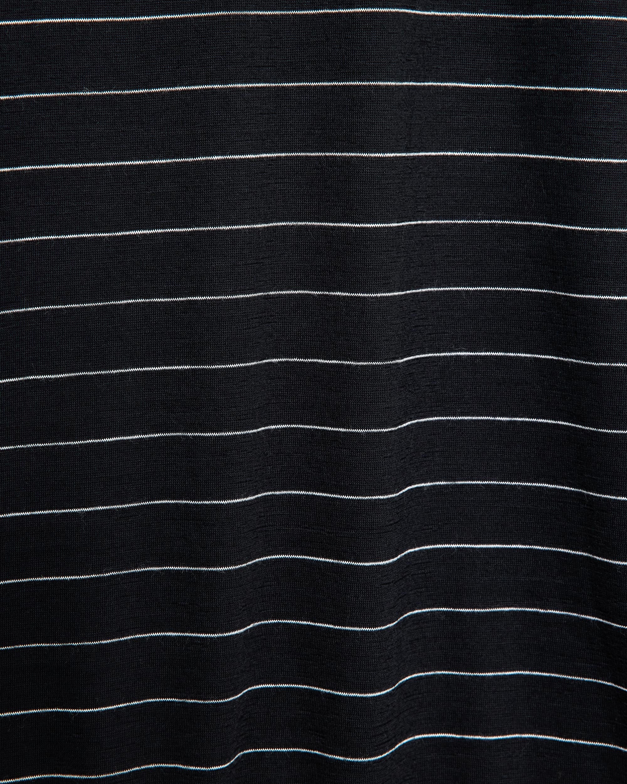 Super 120s Washable Wool Jersey / One Button L/S Polo, Black Border